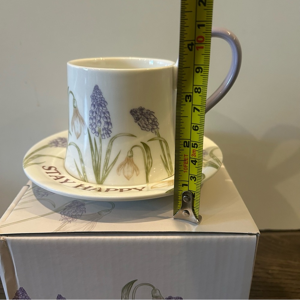 Floral Mug and Saucer Set with Purple Accents with box - Picture 9 of 11